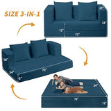 Cansunna Futon Sofa Bed with Pillow, 3-in-1 Sleeper Sofa Bed with Removable Cover, Convertible Floor Sofa Bed, No Assembly Boneless Couch for Living Room, Bedroom Cansunna