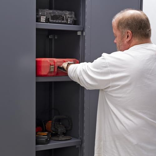 Jamco Extra Heavy Duty Steel Storage Cabinet with Solid Lockable Doors, 14-Gauge All-Welded Metal Cabinet, 4 Adjustable Shelves, 7,200 lbs Capacity, 24" D x 36" W x 74" H, Gray Jamco