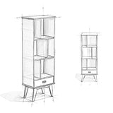 SIMPLIHOME Draper SOLID HARDWOOD 22 Inch Mid Century Modern Bookcase and Storage Unit in Teak Brown, For the Living Room, Study Room and Office SIMPLIHOME