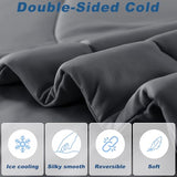 bedsmile Cooling Comforter Queen Size, Double-Sided Cold Tech Fabric Quilted Bed Comforters Cooling Blanket for Hot Sleepers, Breathable Lightweight Summer Bedding, All-Season Ice Blanket, Dark Gray bedsmile