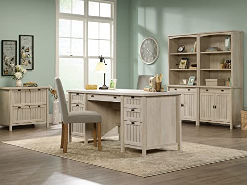 Sauder Costa 2 Drawer Lateral File Cabinet with Lock for Home Office, in Chalked Chestnut Sauder