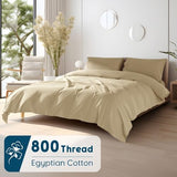 SONORO KATE 100% Egyptian Cotton Sheets - 800 Thread Count, 5-Star Hotel Sateen Weave Bed Sheets, Cooling, Soft & Breathable Bed Sheets Set, Fits 16" Deep Pocket - 4 PC (Beige,King) SONORO KATE