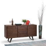 SIMPLIHOME Lowry SOLID ACACIA WOOD and Metal 60 Inch Wide Rectangle Modern Industrial Sideboard Buffet in Distressed Charcoal Brown, For the Dining Room and Kitchen SIMPLIHOME