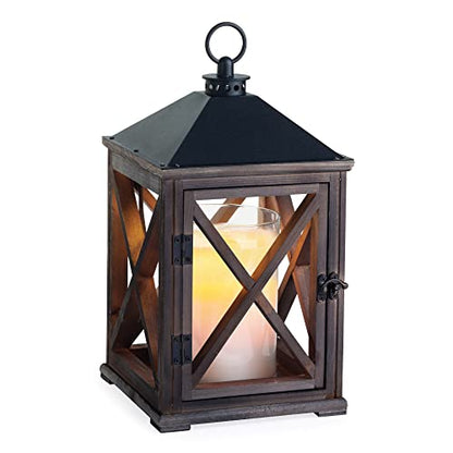 CANDLE WARMERS ETC Wooden Farmhouse Candle Warmer Lantern for Top-Down Candle Melting, Weathered Espresso - WoodArtSupply