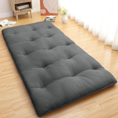 Japanese Floor Futon Mattress Twin Size 80"x39", Thicken Foldable Lazy Floor Bed for Adults, Roll Up Lounger Tatami Sleeping Mat, Water Resistant Futon Tatami Mattresses for Home, Camping, Travel Takywep