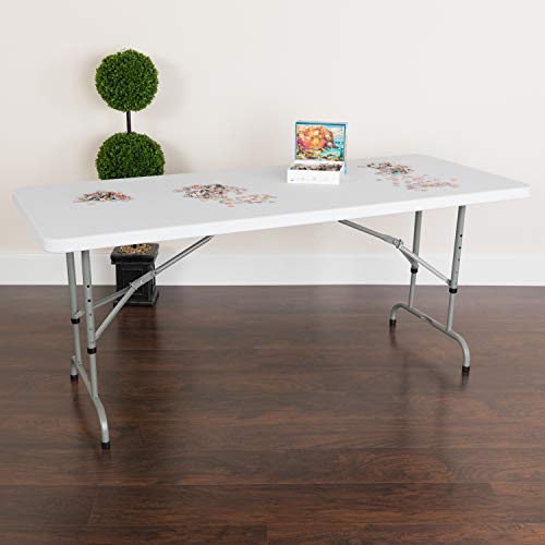 Flash Furniture Kathryn 6-Foot Height Adjustable Granite White Plastic Folding Table