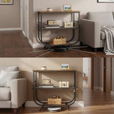 HOOBRO 3 Tier Small Console Table, 31.5" Entryway Table with Storage Shelf, Narrow Sofa Table, Behind Couch Table, Hallway Table with S-Hooks, for Living Room, Rustic Brown and Black BF63XG01 HOOBRO