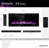 Electactic 42 Inch Electric Fireplace Insert Ultra-Thin - Recessed & Wall-Mounted Fireplace Heater with Thermostat, Adjustable Flame, Remote Control - Linear with Timer, Touch Screen, 750/1500W Electactic