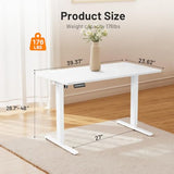 DUMOS Electric Standing Desk 39.4 x 23.6 Inch, Height Adjustable Sit Stand Desk with LED Display, Memory Presets, Hooks & Cable Holes, Ergonomic Workstation for Home Office, White DUMOS
