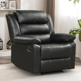 IOMOR Manual Recliner Chair with Overstuffed Arm and Extra-Padded Back, Breathable PU Leather Reclining Chair for Adults, Single Sofa for Living Room, Bedroom (Black)