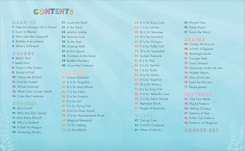 Ocean Animals Preschool Activity Book: 75 Games to Learn Letters, Numbers, Colors, and Shapes (School Skills Activity Books) Callisto Kids