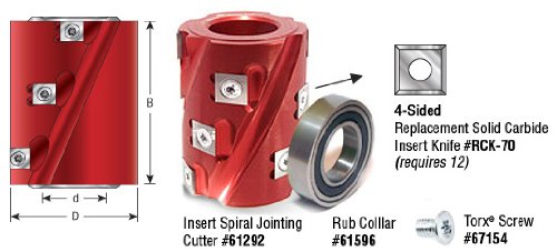 Amana Tool - 62mm Insert Spiral Planing Hed (61292), Industrial Grade Amana Tool