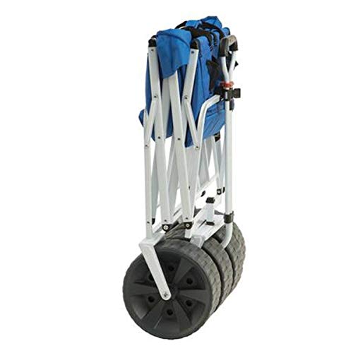 Mac Sports Heavy Duty Collapsible Folding All Terrain Utility Beach Wagon Cart, Blue/White MacSports