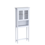 Spirich Over The Toilet Cabinet for Bathroom Storage, Above Toilet Storage Cabinet with Moru Tempered Glass Doors, White Spirich