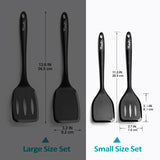 Silicone Spatula Turner Set, High Heat Resistant Spatulas with Seamless One Piece Design, Nonstick Rubber Flippers Utensils for Baking & Cooking,BPA-Free, Black,11 IN XiaoZu