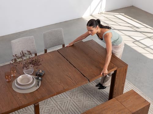 Transformer Table Dining Table Set for 4 to 12, Extendable Wood Dining Table 1 to 10 feet with Extendable Bench - Space Saving Furniture Wood (Brown, Table Only) Transformer Table