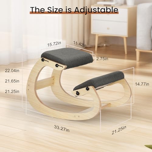 Ultimate Ergonomic Kneeling Chair - Adjustable Seat & Smooth Rocking Base for Active Posture Support, Effectively Relieves Back & Spine Pressure at Home/Office, Sturdy Kneeling Chair Holds 300lbs Drizzlen