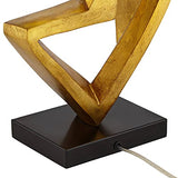 Possini Euro Design Zeus Mid Century Modern Glam Luxury Table Lamp 28.5" Tall Sculptural Gold Leaf Metal Black Fabric Tapered Drum Shade Decor for Living Room Bedroom House Bedside Nightstand Home Possini Euro Design