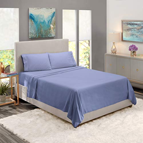Nestl Full Sheet Set - Luxury 1800 Ultra-Soft Microfiber Full Bed Sheets - Double Brushed - Deep Pockets - Easy Fit - 4 Piece Set - Bedding Sheets & Pillowcases (Full, Stone Blue) Nestl