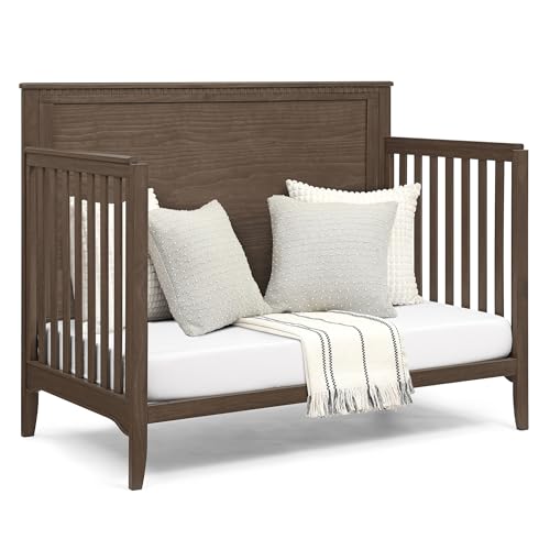 Delta Children Kendall 6-in1 Convertible Crib - Converts from Baby Crib to Toddler Bed, Daybed, Sofa Bed and Full-Size Bed with and Without Footboard, Fits Full-Size Crib Mattress, Teak Brown