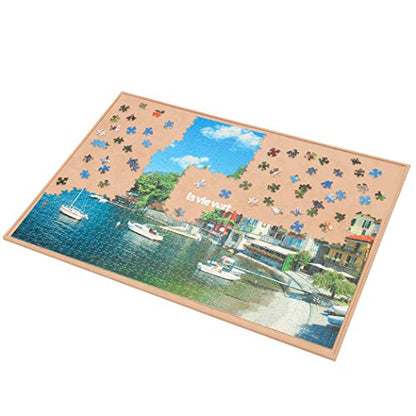 LAVIEVERT Wooden Jigsaw Puzzle Board Portable Puzzle Plateau Puzzle Storage Puzzle Saver with Non-Slip Surface for Up to 1000 Pieces - WoodArtSupply