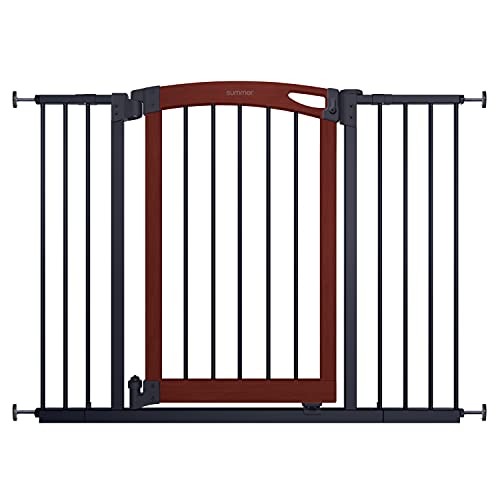 Summer Infant Essex Craft Safety Baby Gate,Solid Wood Cherry Stain Arched Doorway,Charcoal Gray Metal Frame-30” Tall, Fits Openings up to 28” to 42” Wide, Baby and Pet Gate for Doorways and Stairways Summer Infant