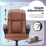 Serta Fairbanks Big & Tall Executive Office Chair, Ergonomic Comfy High-Back ComputerChairs with Lumbar Support, Semi-Plush Seat Cushion, Padded Armrests, Nylon Swivel Base, Bonded Leather, Cognac Serta