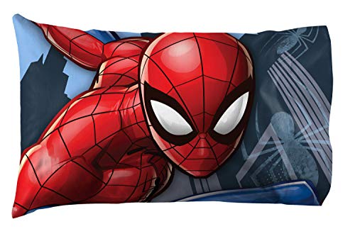 Jay Franco Kids Sheet Set with Fitted, Flat Sheets & Pillow Cover - Ultra-Soft Bedding with Pillowcase for Room Decor, White - Spiderman, 4 Piece Full Jay Franco