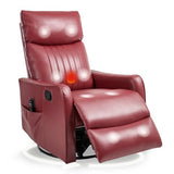 cinkehome Heated Massage Swivel Rocker Recliner Chair for Nursery - Small Space Reclining Chair with Lumbar Support, 360° Swivel & Gentle Rocking, Ergonomic High Back Faux Leather Red