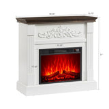 SOOWERY Electric Fireplace with Mantel, Fireplace TV Stand with Replaceable Fireplace Insert, Farmhouse Entertainment Center with Fireplace Heater for Living Room, White & Brown SOOWERY