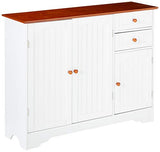 Kings Brand FURNITURE White / Walnut Finish Wood Kitchen Storage Buffet Cabinet Kings Brand Furniture
