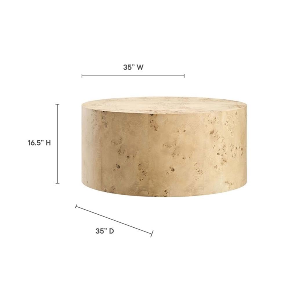 Modway EEI-6274-NAB Cosmos 35" Round Burl Wood Coffee Table, Natural Burl Modway