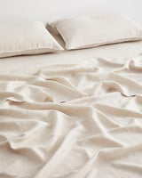 Bed Threads - Linen Fitted Sheet - 100% French Flax Linen - 170 GSM - Luxury & Eco-Friendly - Breathable, Durable & Soft - Single Fitted Sheet Only - Machine Washable - Twin XL - Oatmeal Bed Threads