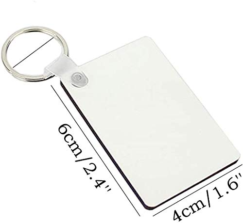 alblinsy hefei 10pcs DIY Sublimation Double-Sided Heat Transfer Keychain Blanks Wooden Hard Board Key Rings White Blank MDF Key Chain for Heat Press(rectangle)