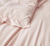 Chezmoi Collection Nora Blush Comforter Set Twin Size 2-Piece Lightweight Soft Stone-Washed Ruffled Shabby Chic Bedding for All Season Chezmoi Collection