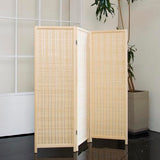 Loomveil 3 Panel Short Room Divider Folding Screen,47 inch Bamboo Panel Divider for Home Partition,Beige Loomveil