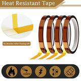 PEASUG Heat Tape, 4 Rolls High Temperature Heat Resistant Tape, Adhesive Heat Tape for Sublimation, Heat Press, Electronics, Soldering, Circuit Board, 10mm x33m(108ft) PEASUG