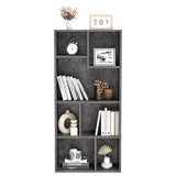 VECELO 42" Modern Gray Bookshelf - 7-Cube Organizer for Tall Hardcovers, Easy Assembly VECELO