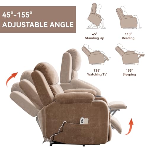Eafurn Power Lift Recliner Chair for Elderly with Massage and Heat, Heavy Duty Electric Living Room Reclining Chair with 8-Point Vibration & Lumbar Heating, Dual USB Ports, 2 Cup Holders