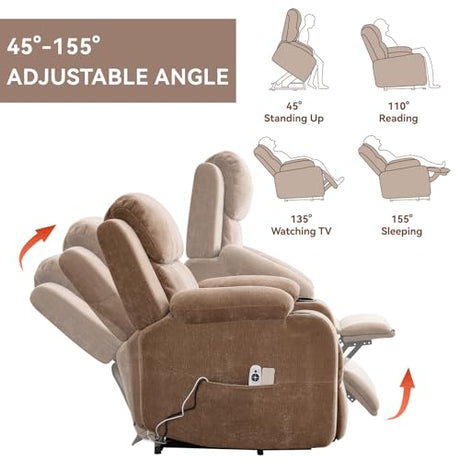 Eafurn Power Lift Recliner Chair for Elderly with Massage and Heat, Heavy Duty Electric Living Room Reclining Chair with 8-Point Vibration & Lumbar Heating, Dual USB Ports, 2 Cup Holders Eafurn