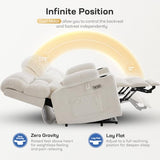 Tami Tami Dual Motor Power Lift Chair Recliner for Elderly with Massage and Heat, Infinite Position Electric Lift Recliner with Adjustable Headrest, USB (T6015 - Plush Fabric, Cream White, Medium)