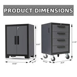 Torin Garage Cabinets Storage System, 9 Piece Included Steel Drawers Rolling Chest,Locked Storage Cabinet, Perfect for Organizing Garage and Tools, 129.92", Black/Grey Torin
