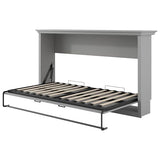 YOPTO Horizontal Murphy Bed Cabinet Twin Size,Folding Wall Bed with Wood Slat Support,Can be Folded into Cabinet,Space-Saving,Easy Assembly,Metal Bed Frame for Bedroom,Guest Room,Office,Gray YOPTO