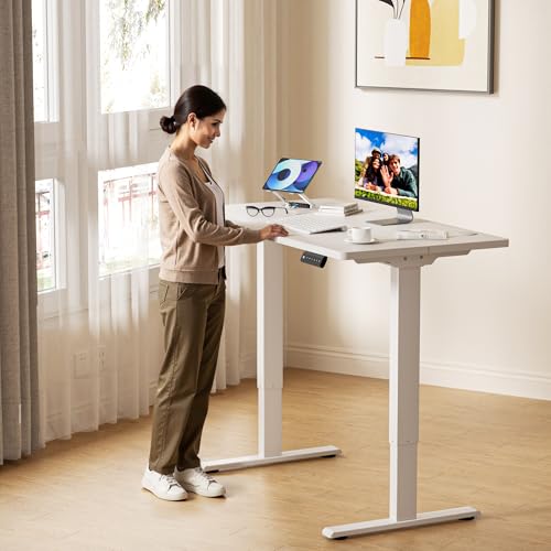 GallopFun 330lbs Dual Motor Standing Desk Frame for 43.3 to 70.8″ Desktop, Electric Adjustable Legs with Memory Presets, Stand Up Desk Frame Workstation for Home Office, White Frame Only GallopFun