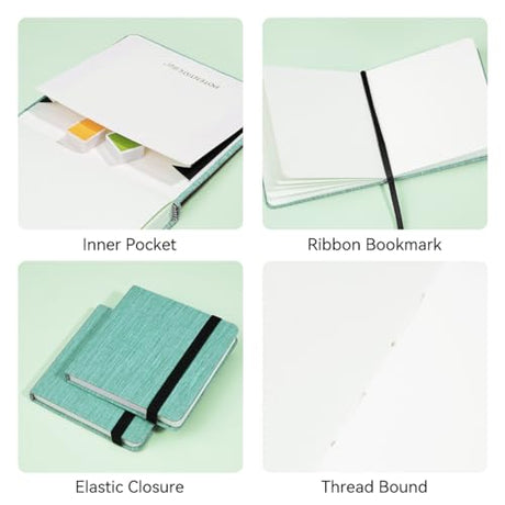 Lightwish Square Watercolor Journal,100% Cotton,300gsm/140lb,Acid-Free,24 Sheets Cold Press Watecolor Paper Sketchbook for Artists Adults Students,4.7 * 4.7 Inches LIGHTWISH
