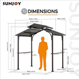 Sunjoy Grill Gazebo 5 ft. x 8 ft. Brown Steel Frame Double Tiered Hardtop Gazebo with Ceiling Hook and Bar Shelves Sunjoy