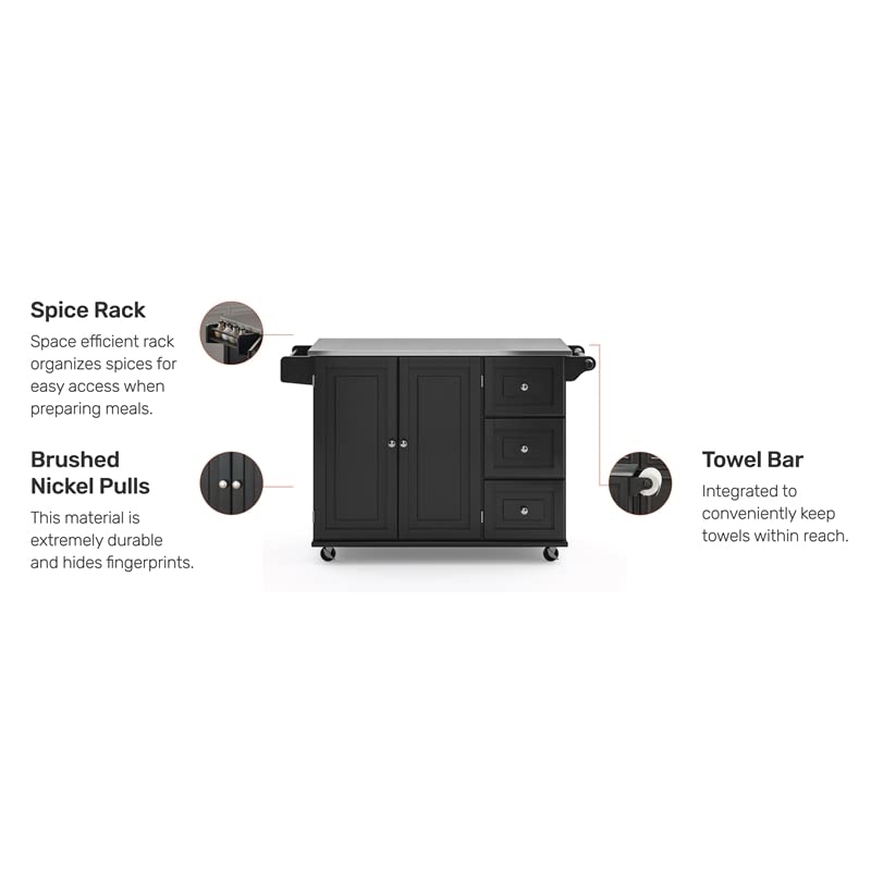 Pemberly Row Modern/Contemporary Wood Kitchen Cart in Black Pemberly Row