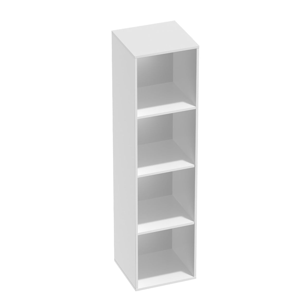 Nestwise 4 Tier Bookshelf, Freestanding Corner Storage Shelve Book Case for Narrow Space, 4 Cube Storage Organizer Small Bookcase for Home Office Living Room (White, 4 Cube) Nestwise
