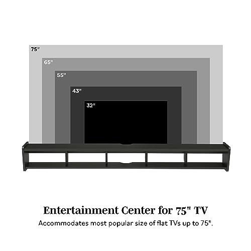 Walker Edison Zee Modern Floating Mounted Minimalist Stand for TVs up to 70 Inches, 65 Inch, Solid Black Walker Edison