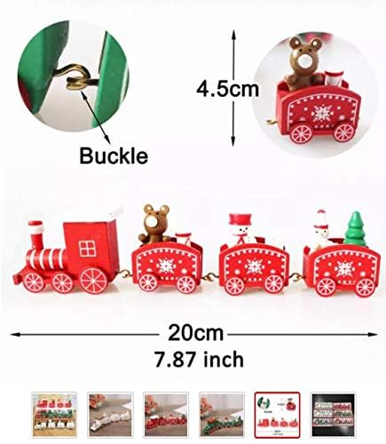 Happy Trees 3 Pcs Wooden Mini Train Decor Set for Christmas Party, Snowman Ornament Gift Home Decoration